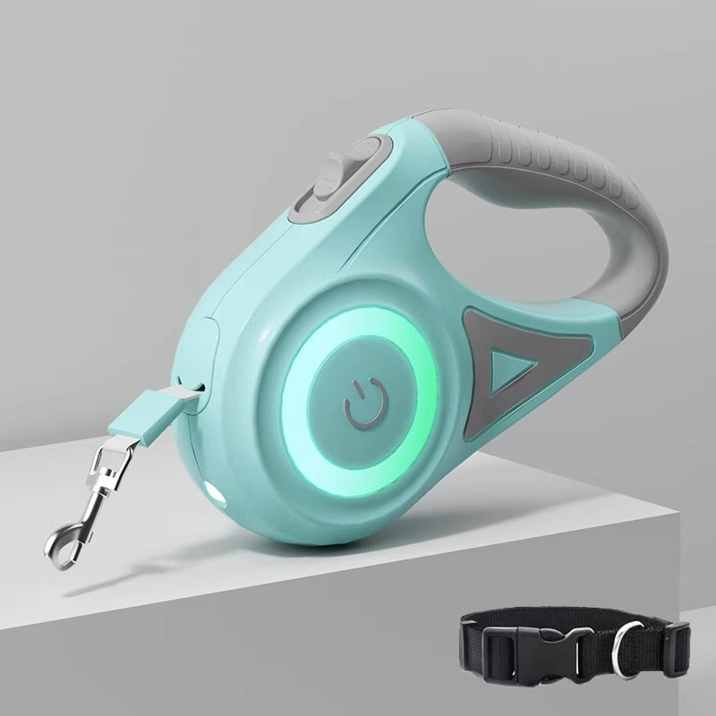 Ring Light Dog Leash Pet Automatic Retractable Tether Glowing Dog Walking Chain Pet Supplies
