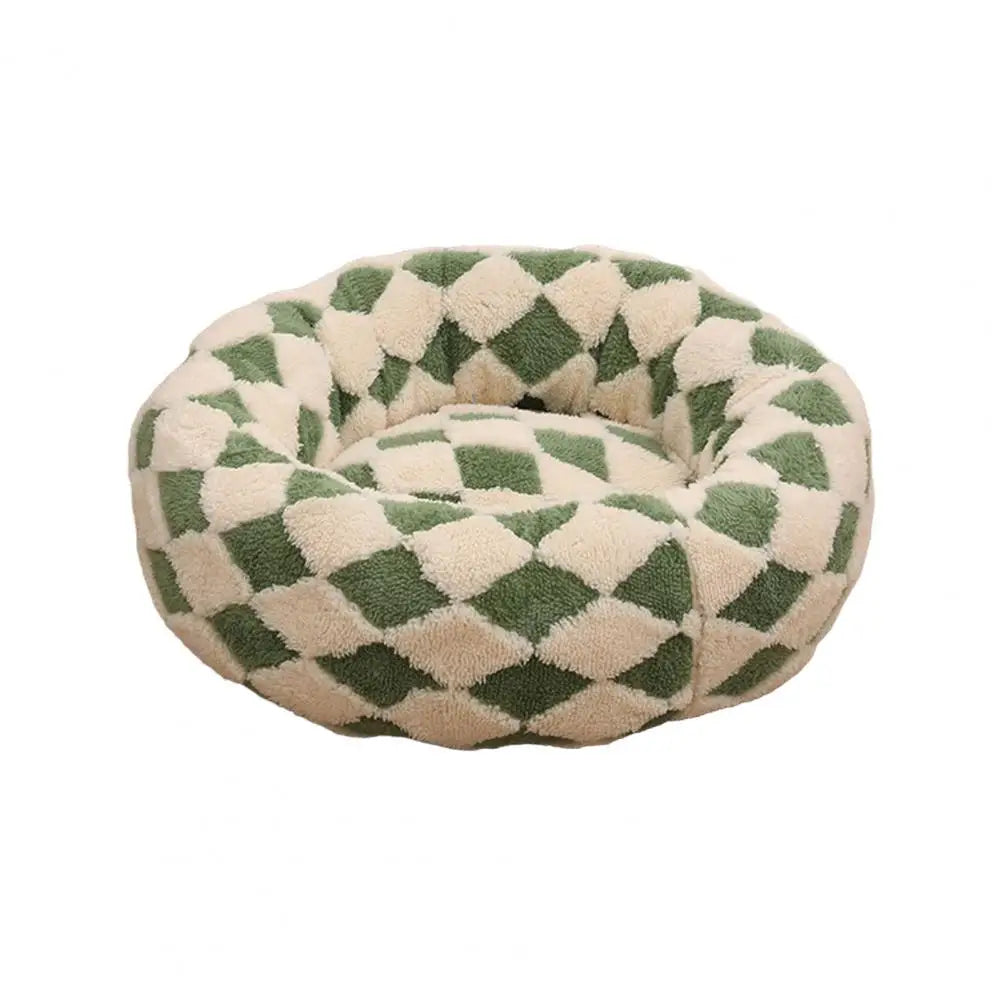 Round Dog Bed with Raised Edges Plush Round Donut Cat Nest with Anti-slip Bottom Cozy Pet Bed for Small Dogs for Warmth for Cats